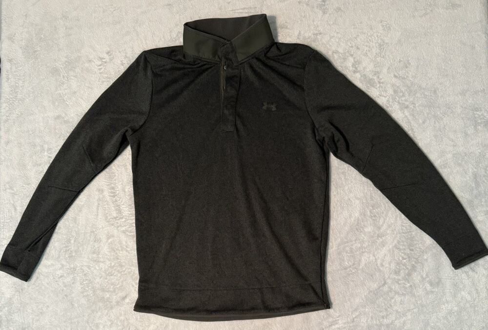 Under Armour Golf Pullover Mens Mock Neck Snap Buttons Long Sleeve Loose Sweater